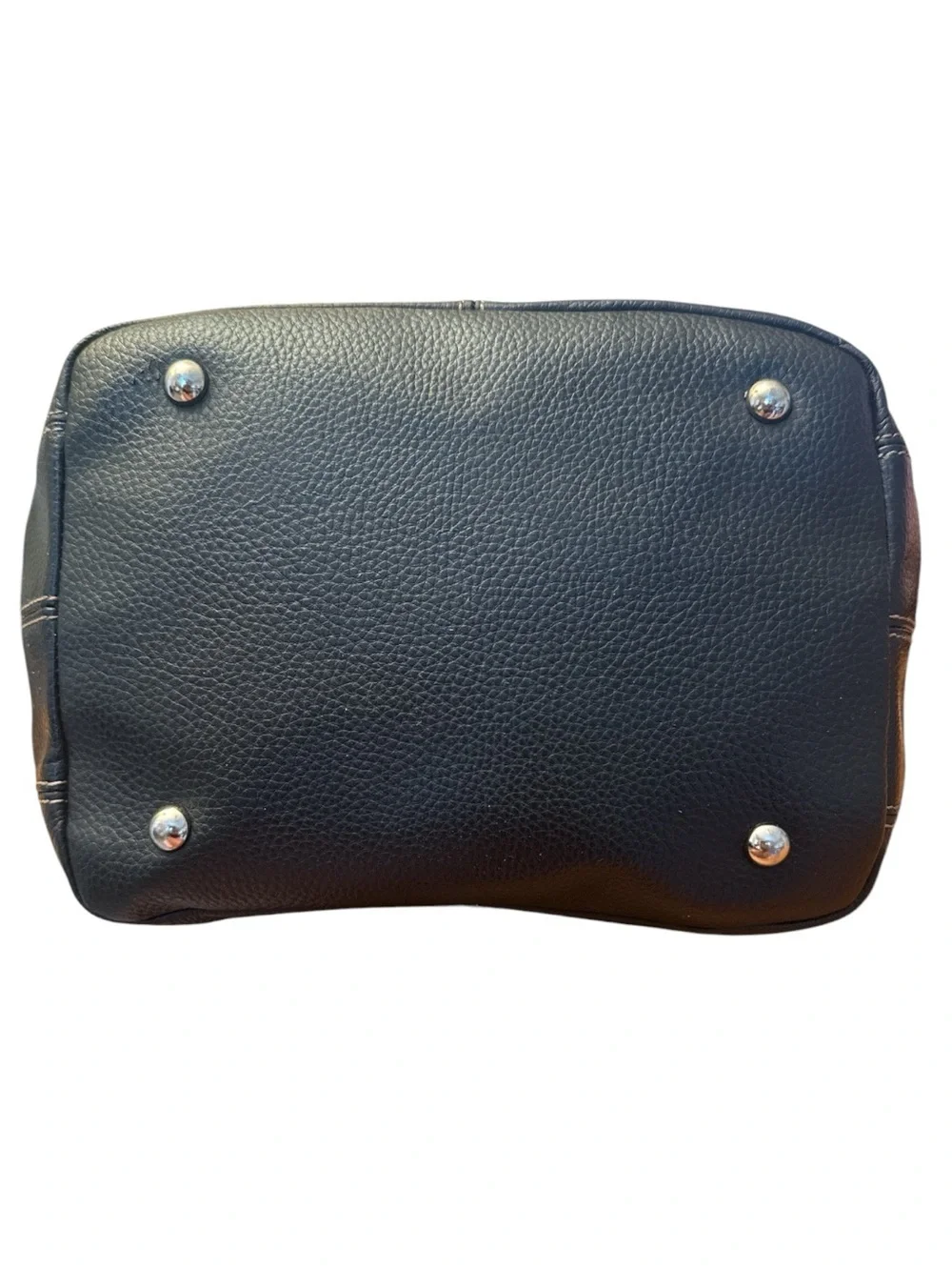Tignanello Black Pebbled Leather Shoulder Bag with Buckle Straps